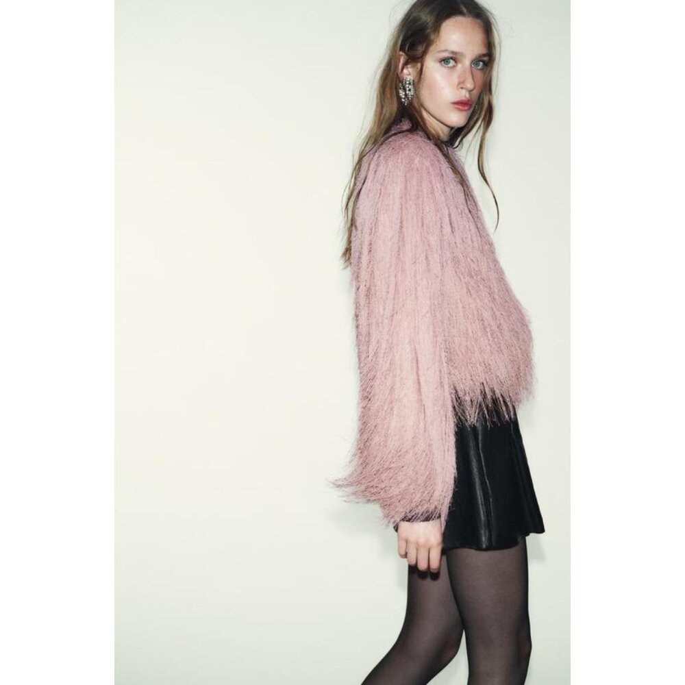 ZARA FRINGED BOMBER JACKET - Picture 5 of 9